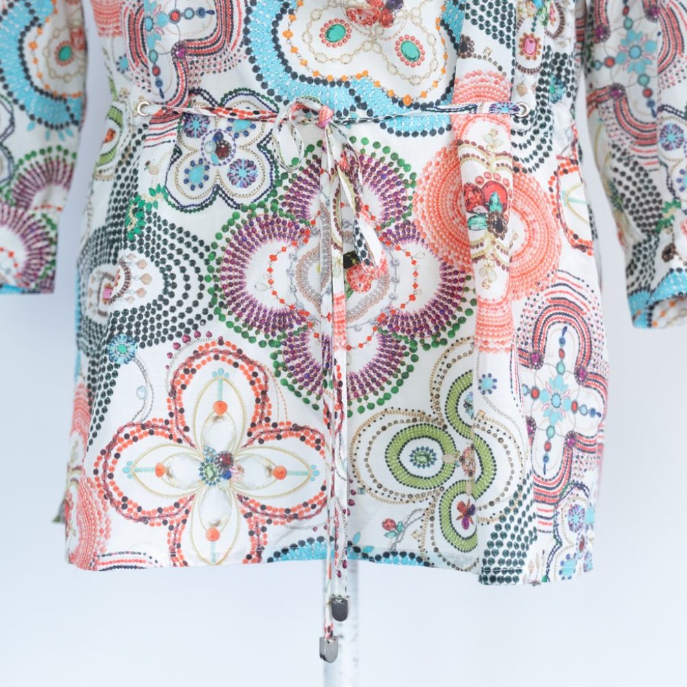 Etcetera Silk Collared Geometric Print Lightweigh… - image 3